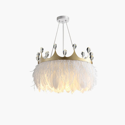 Antizer Nordic Feather Crystal Crown Chandelier