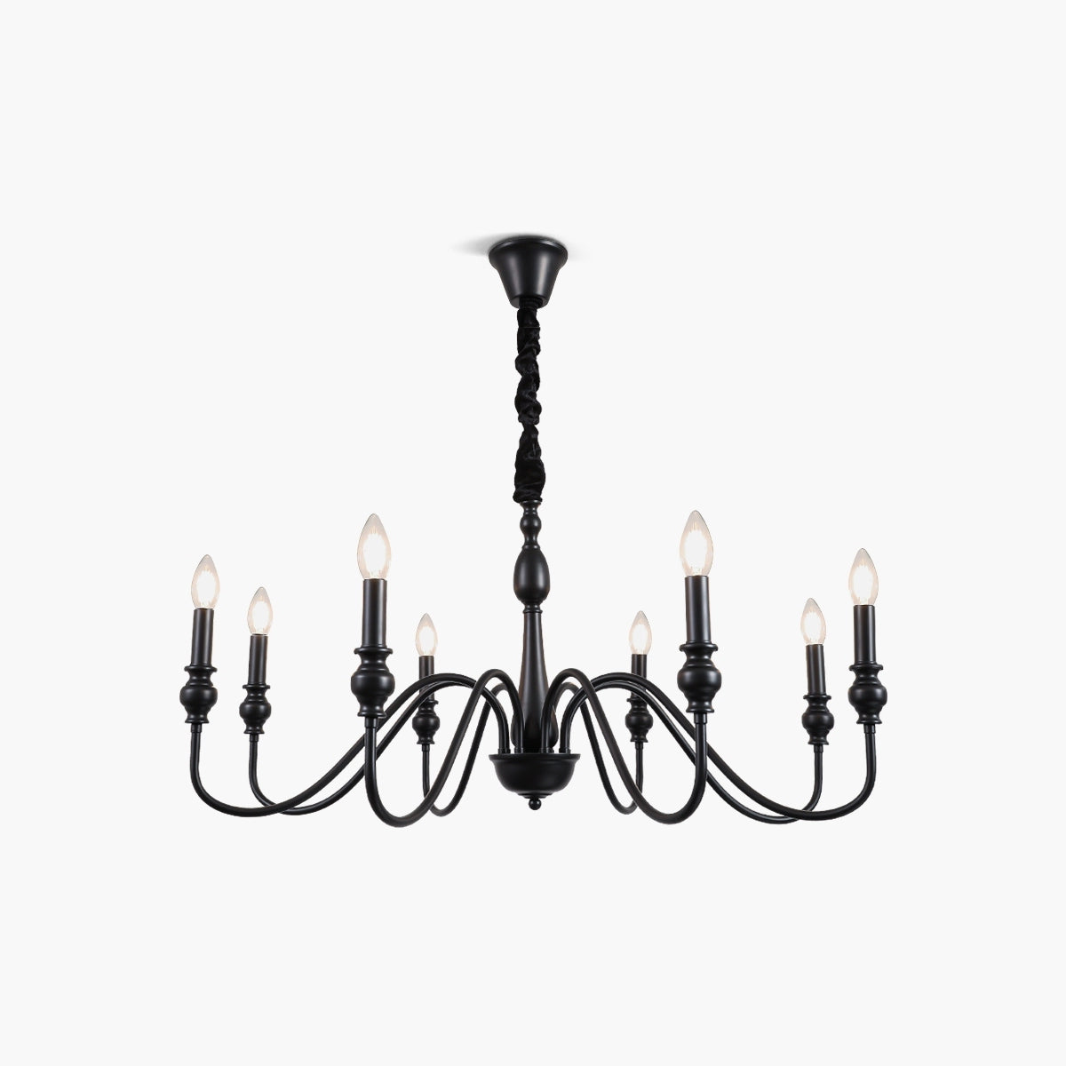 Antizer American Simple Black Candle-Style Chandelier