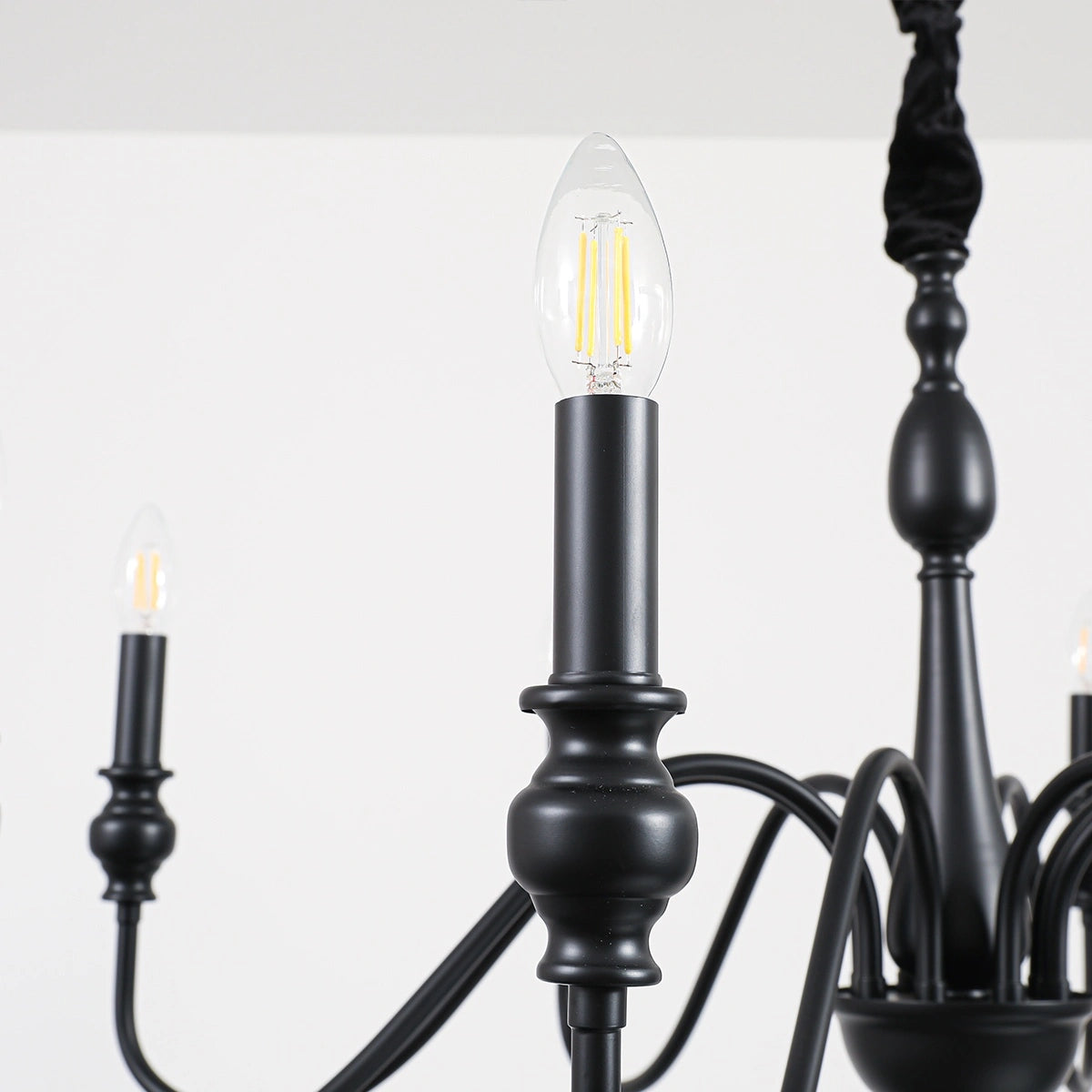 Antizer American Simple Black Candle-Style Chandelier