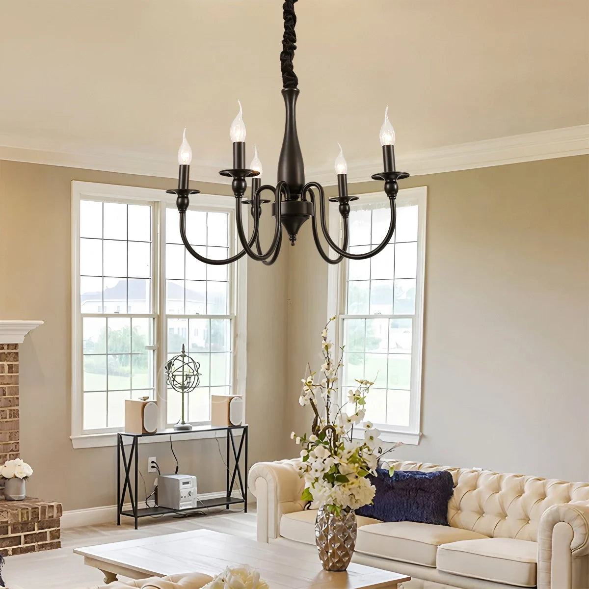 Antizer American Retro Black Candle Chandelier