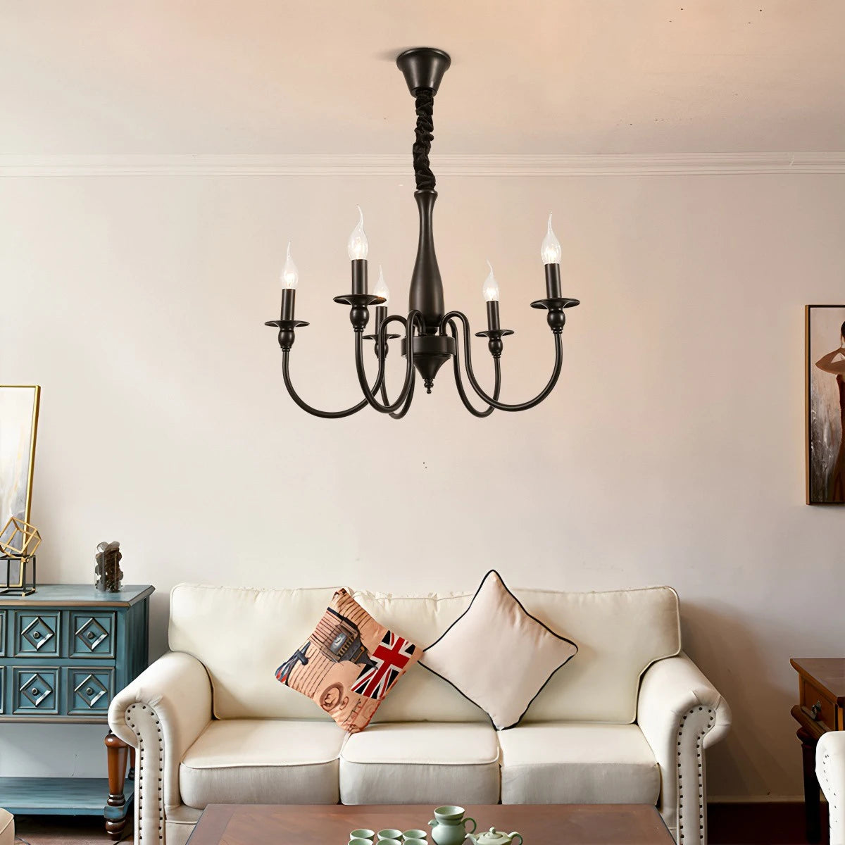 Antizer American Retro Black Candle Chandelier