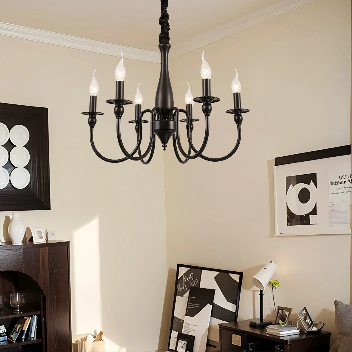Antizer American Retro Black Candle Chandelier