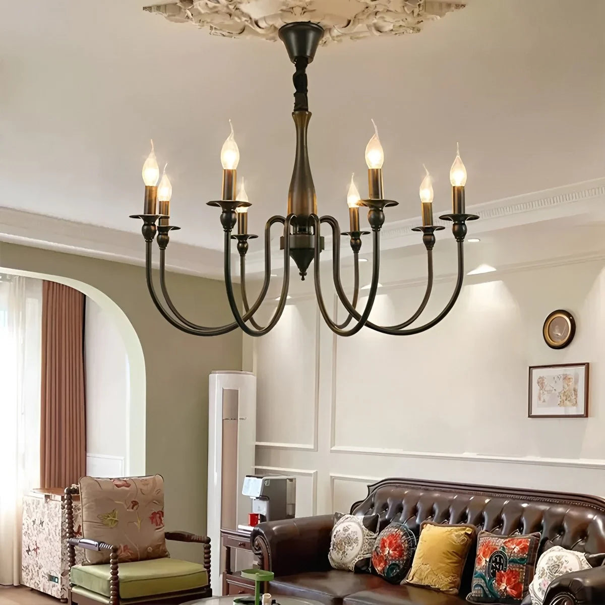 Antizer American Retro Black Candle Chandelier