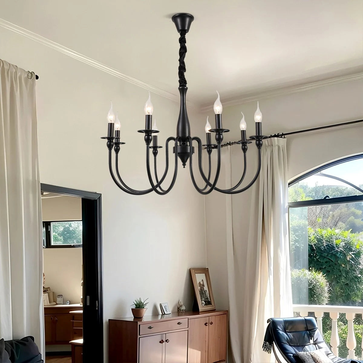 Antizer American Retro Black Candle Chandelier