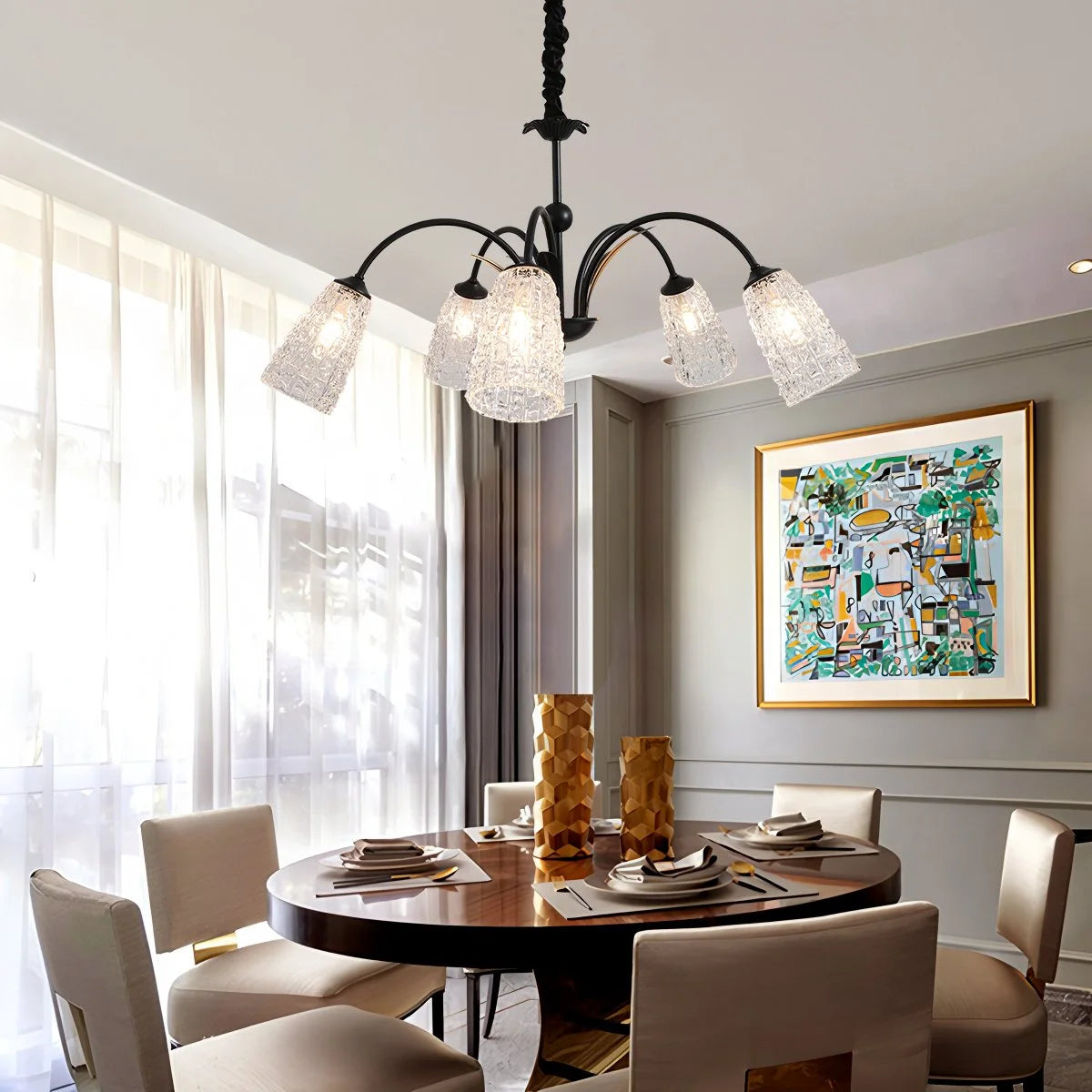Antizer American Retro Iron Glass Chandelier