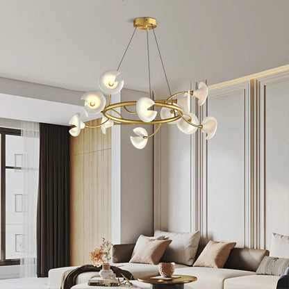 Antizer French Luxury Copper Ceramic Flower Chandelier