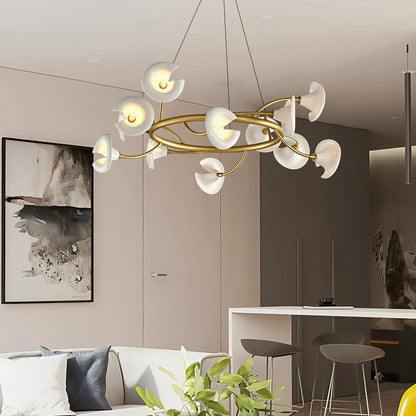 Antizer French Luxury Copper Ceramic Flower Chandelier