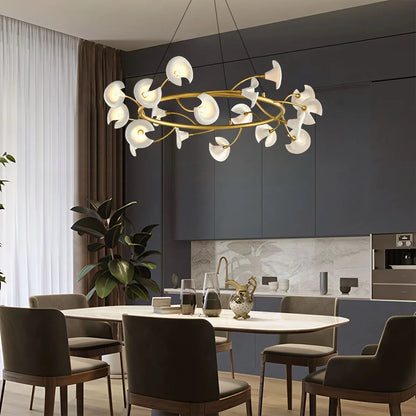 Antizer French Luxury Copper Ceramic Flower Chandelier