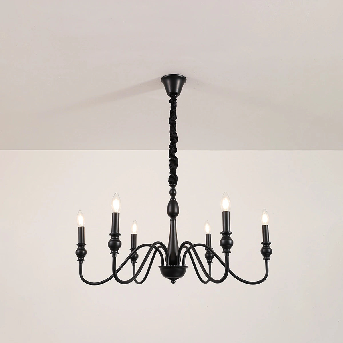 Antizer American Simple Black Candle-Style Chandelier