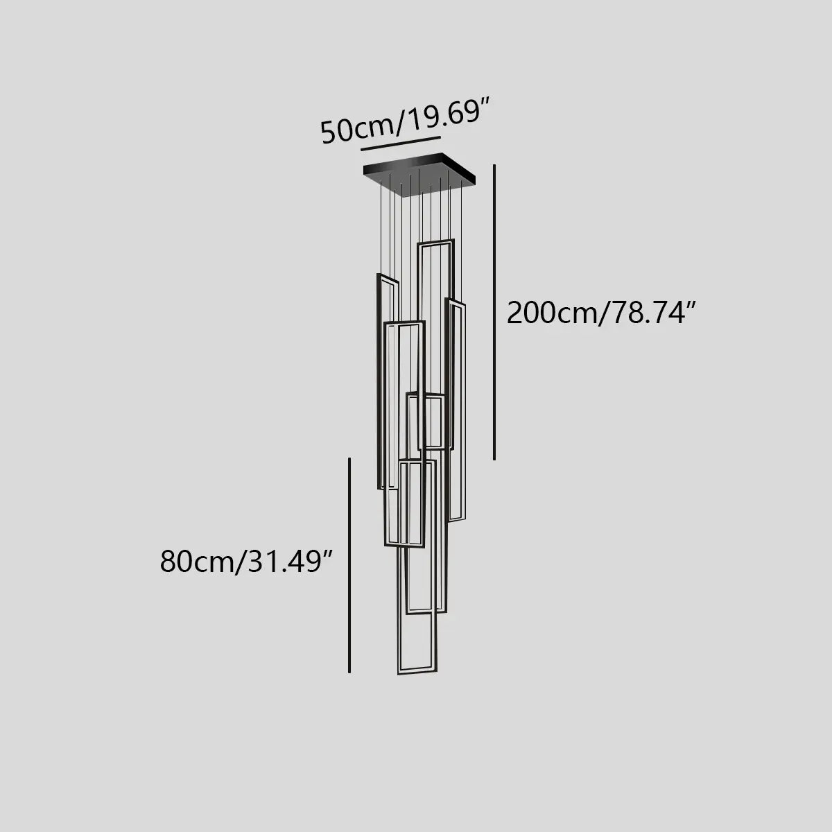 Antizer Aldarj Rectangular LED Staircase Chandelier