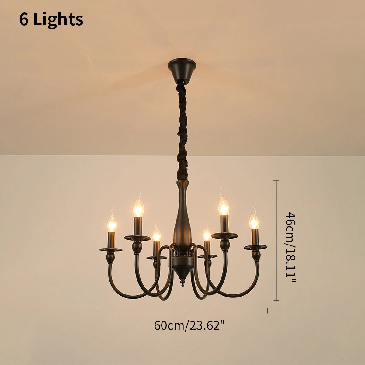 Antizer American Retro Black Candle Chandelier