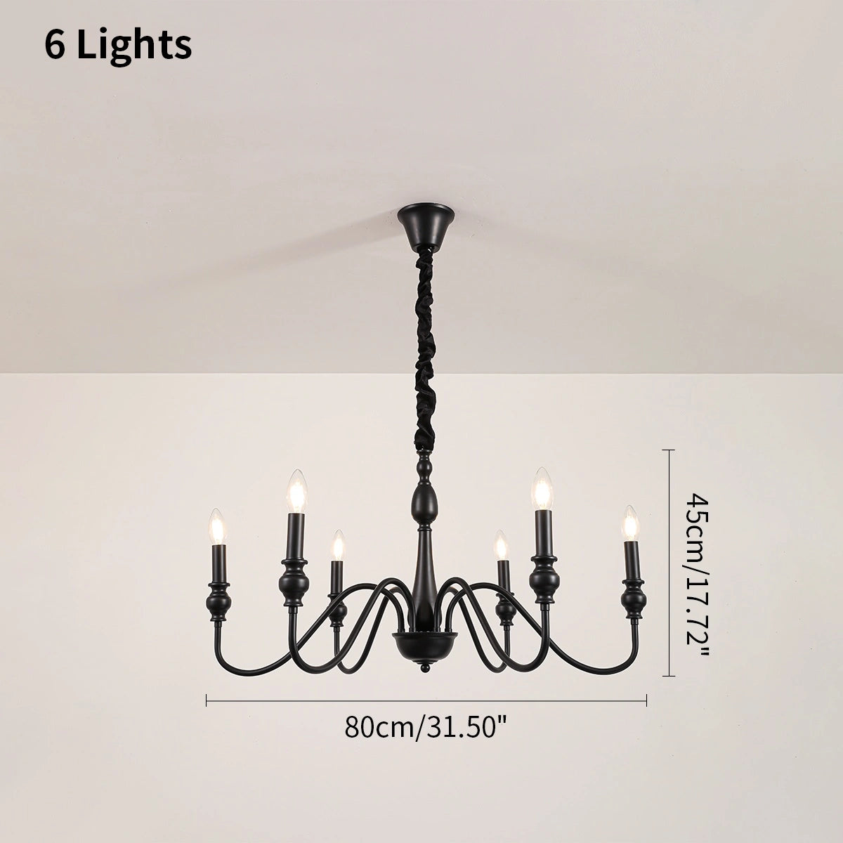 Antizer American Simple Black Candle-Style Chandelier
