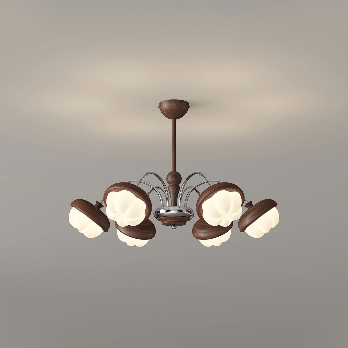 Antizer Vintage Walnut Multi-Head Chandelier for Bedroom
