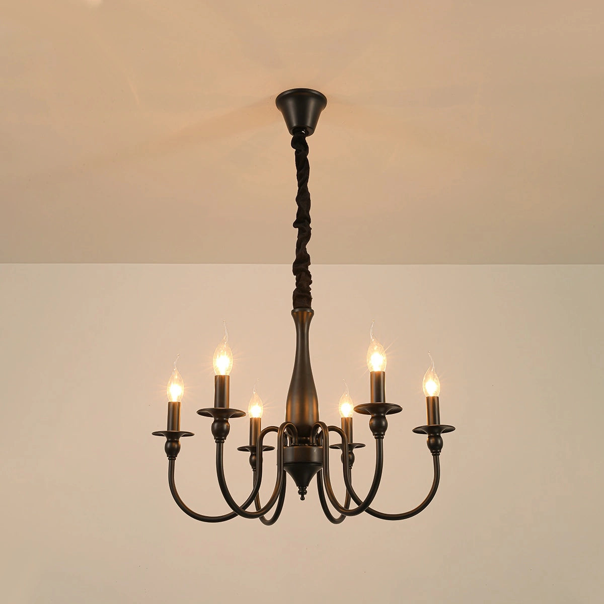 Antizer American Retro Black Candle Chandelier