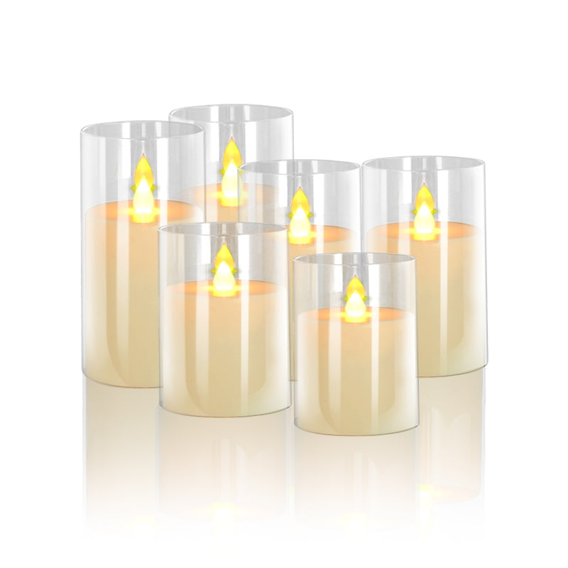 Antizer Glass Pillars Flameless Candles-Transparent