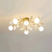 Antizer Ginkgo Glass Ceiling Lamp for Living Room Gold 6+5 Heads