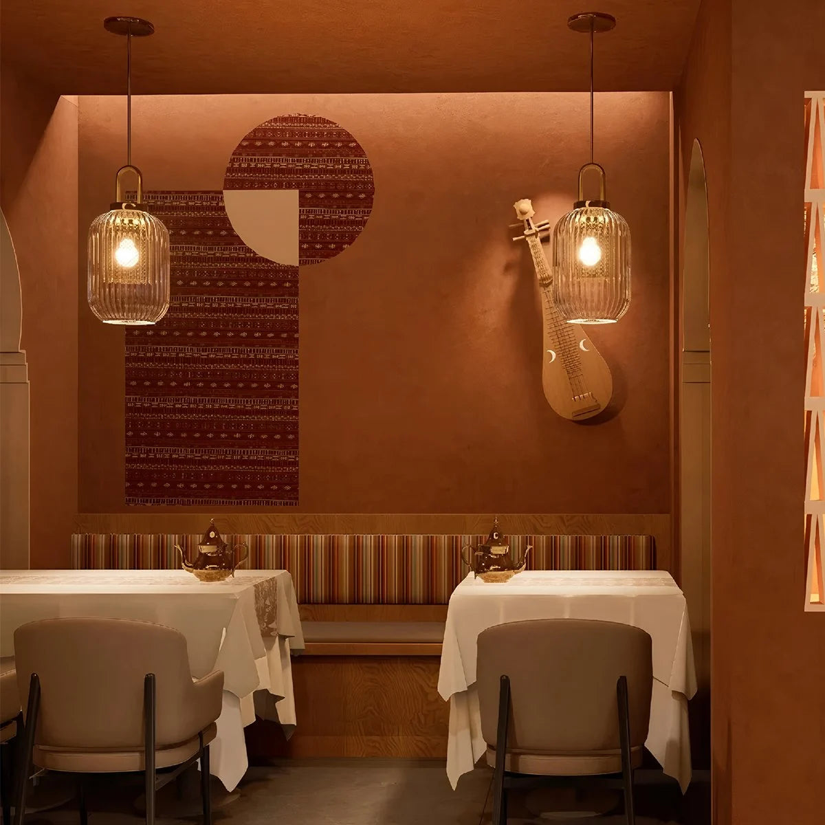 Antizer Modern Ribbed Clear Glass Pendant Light