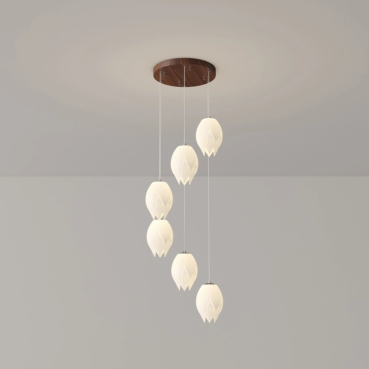 Antizer Cream Tulip Long Pendant Chandelier for Staircase