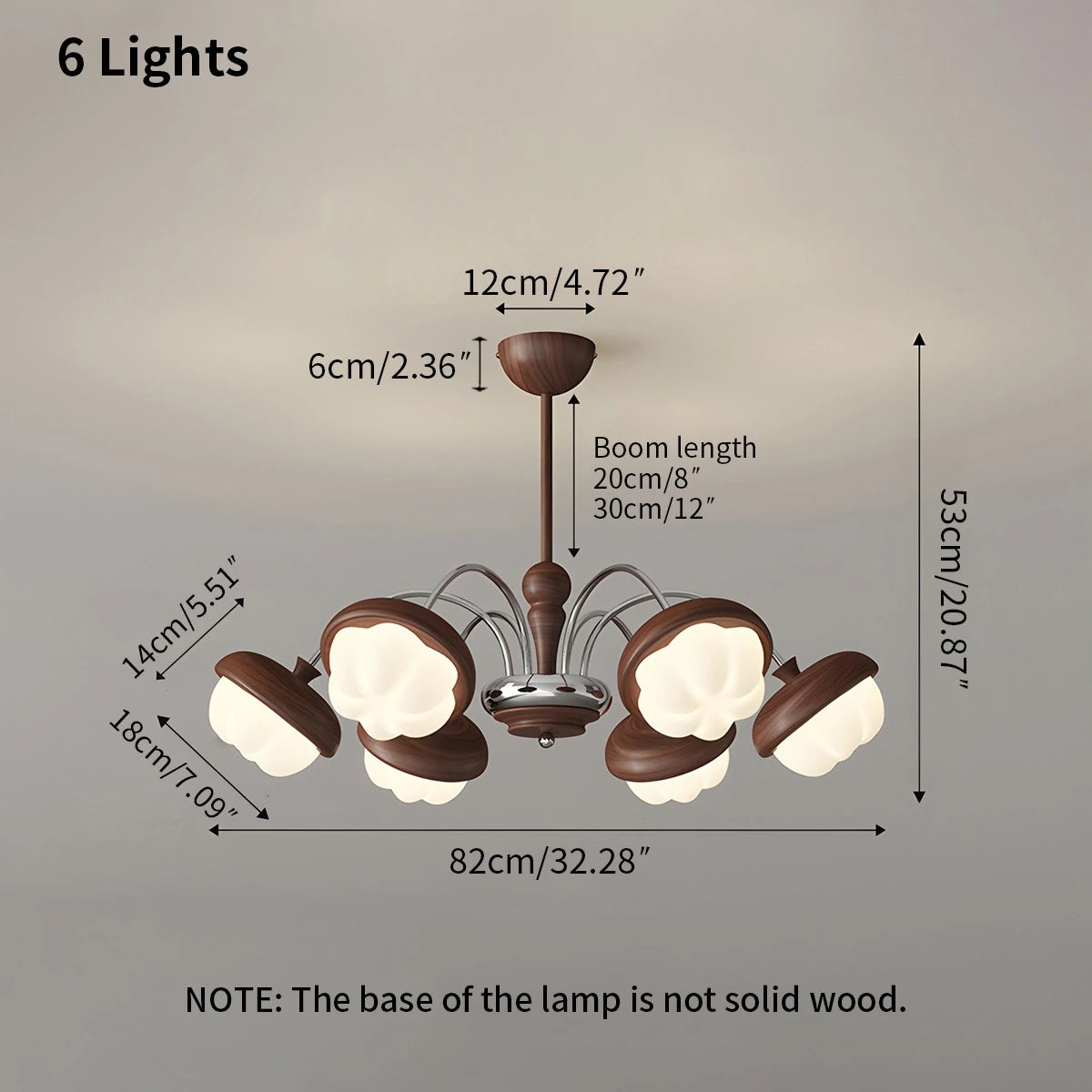 Antizer Vintage Walnut Multi-Head Chandelier for Bedroom