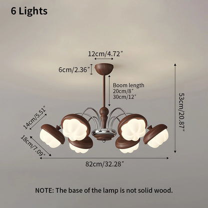Antizer Vintage Walnut Multi-Head Chandelier for Bedroom