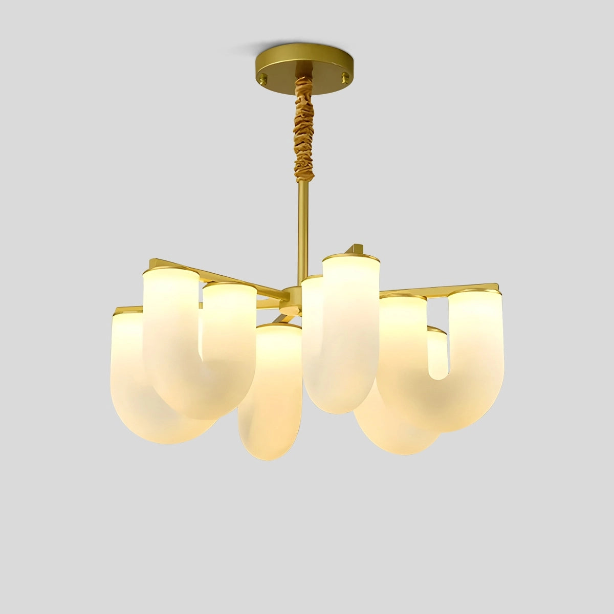 Antizer U-Shaped Milk Glass Chandelier