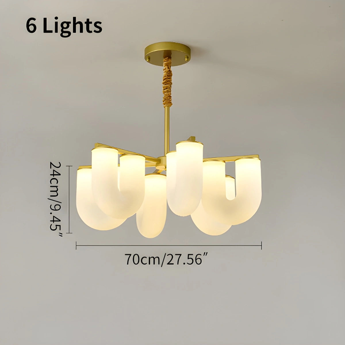 Antizer U-Shaped Milk Glass Chandelier