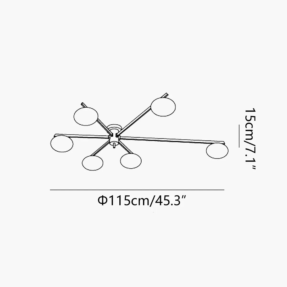 Antizer Modern Multi-Arm Semi Flush Mount Ceiling Light