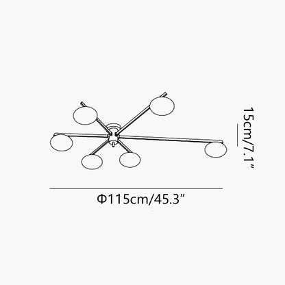 Antizer Modern Multi-Arm Semi Flush Mount Ceiling Light