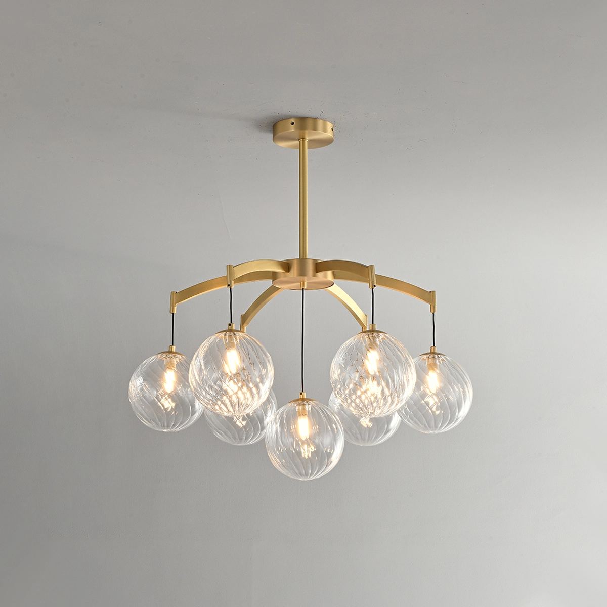 Antizer Modern Luxury Copper Glass Ball Chandelier
