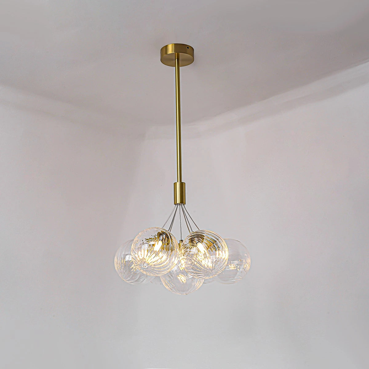 Antizer Luxury All Copper Glass Bubble Ball Chandelier