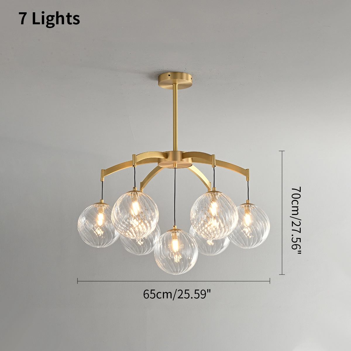 Antizer Modern Luxury Copper Glass Ball Chandelier