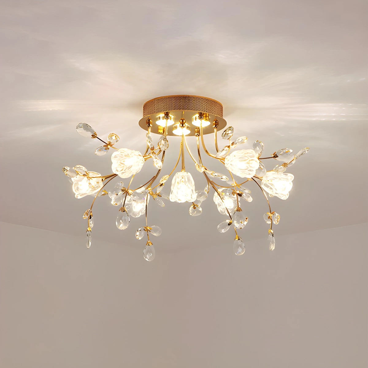 Antizer Lily Art Deco Flower Ceiling Light for Bedroom