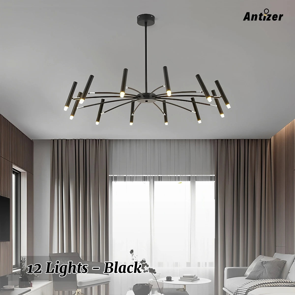 Antizer Modern Adjustable Candelabra Chandelier for Living Room