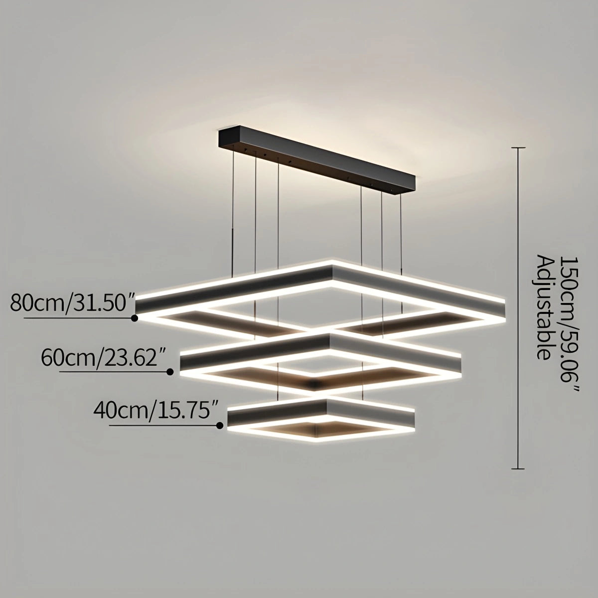 Antizer Tiered Black Square Pendant Lamp for Living Room