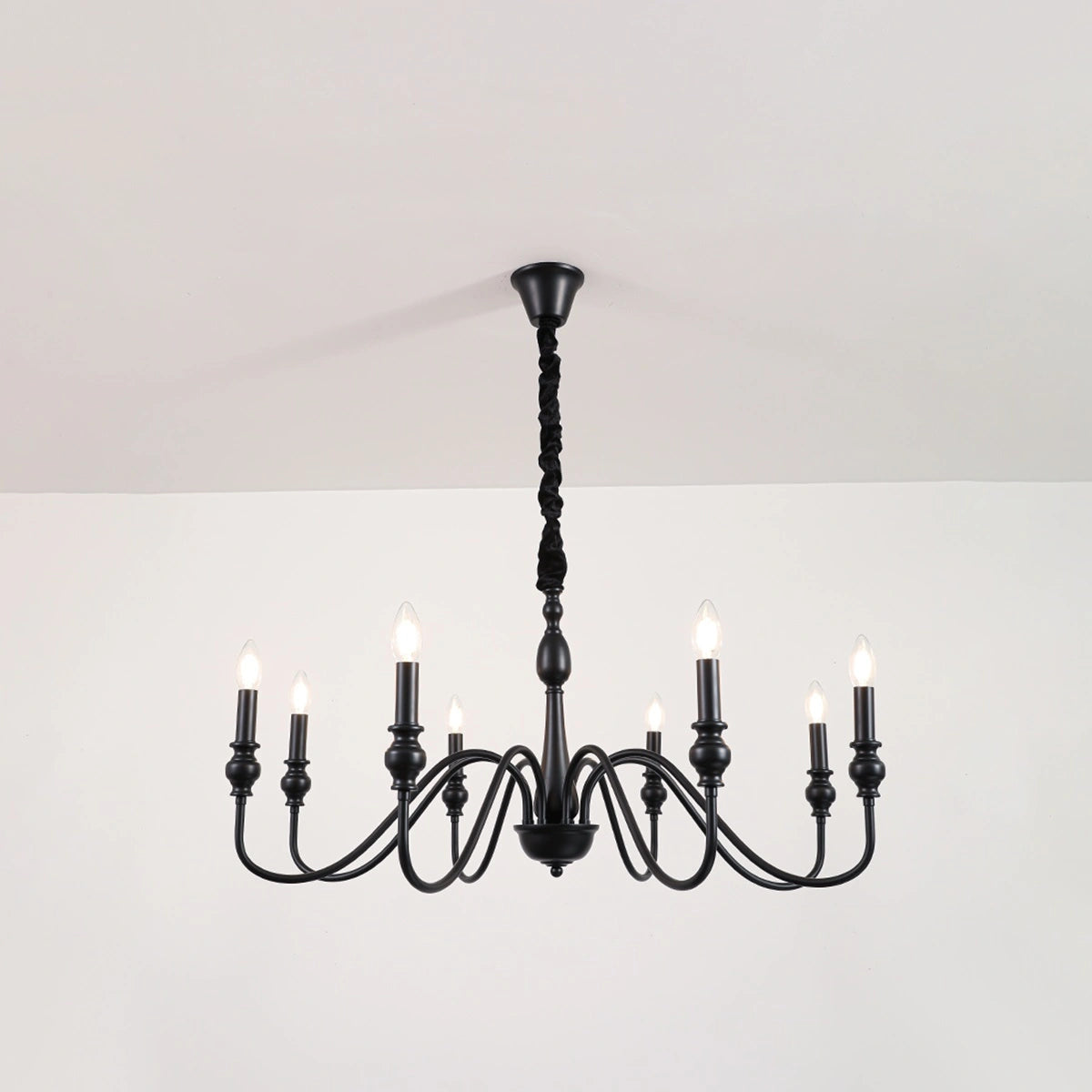 Antizer American Simple Black Candle-Style Chandelier