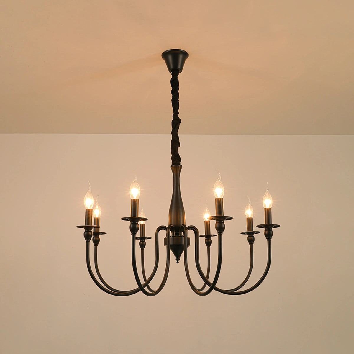 Antizer American Retro Black Candle Chandelier