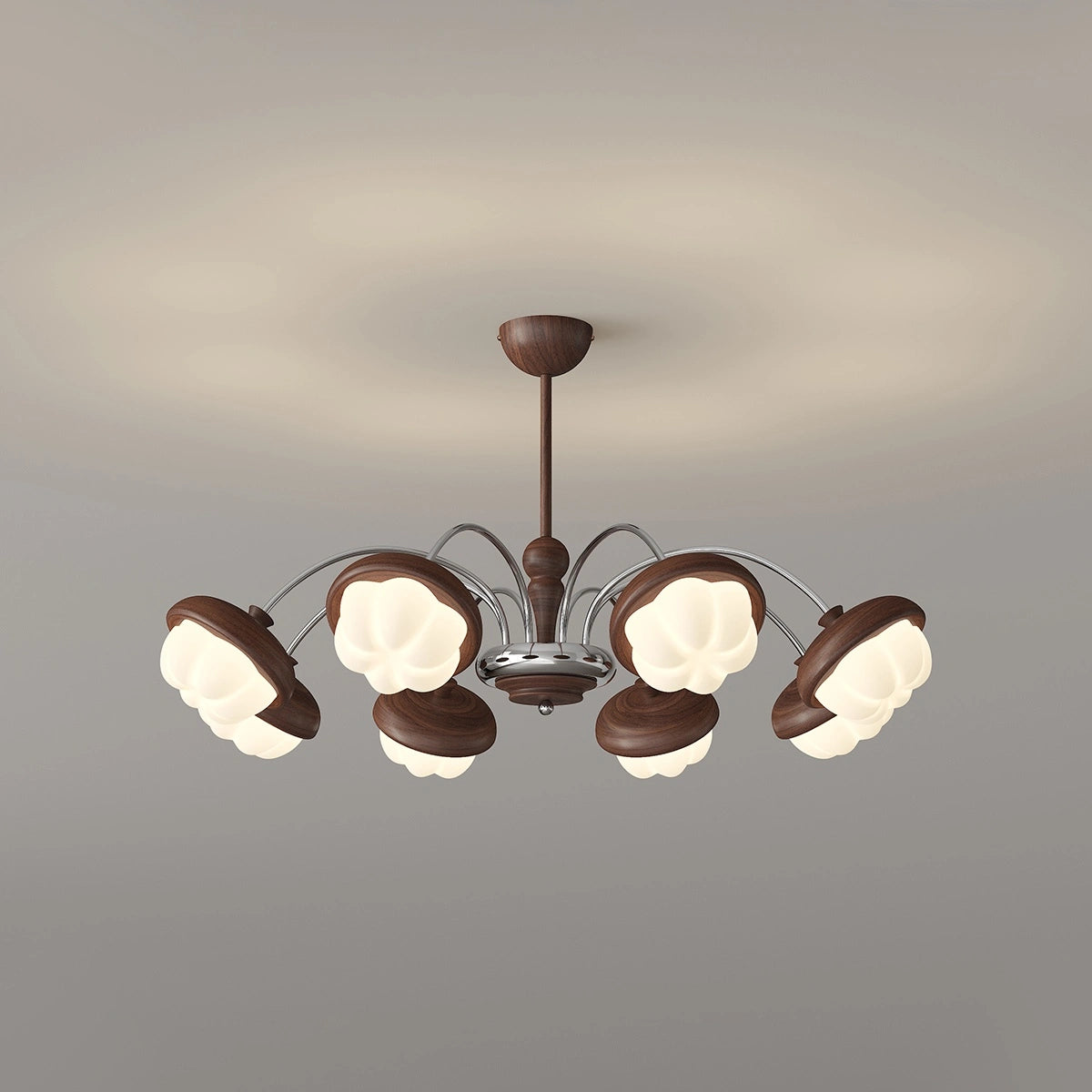Antizer Vintage Walnut Multi-Head Chandelier for Bedroom