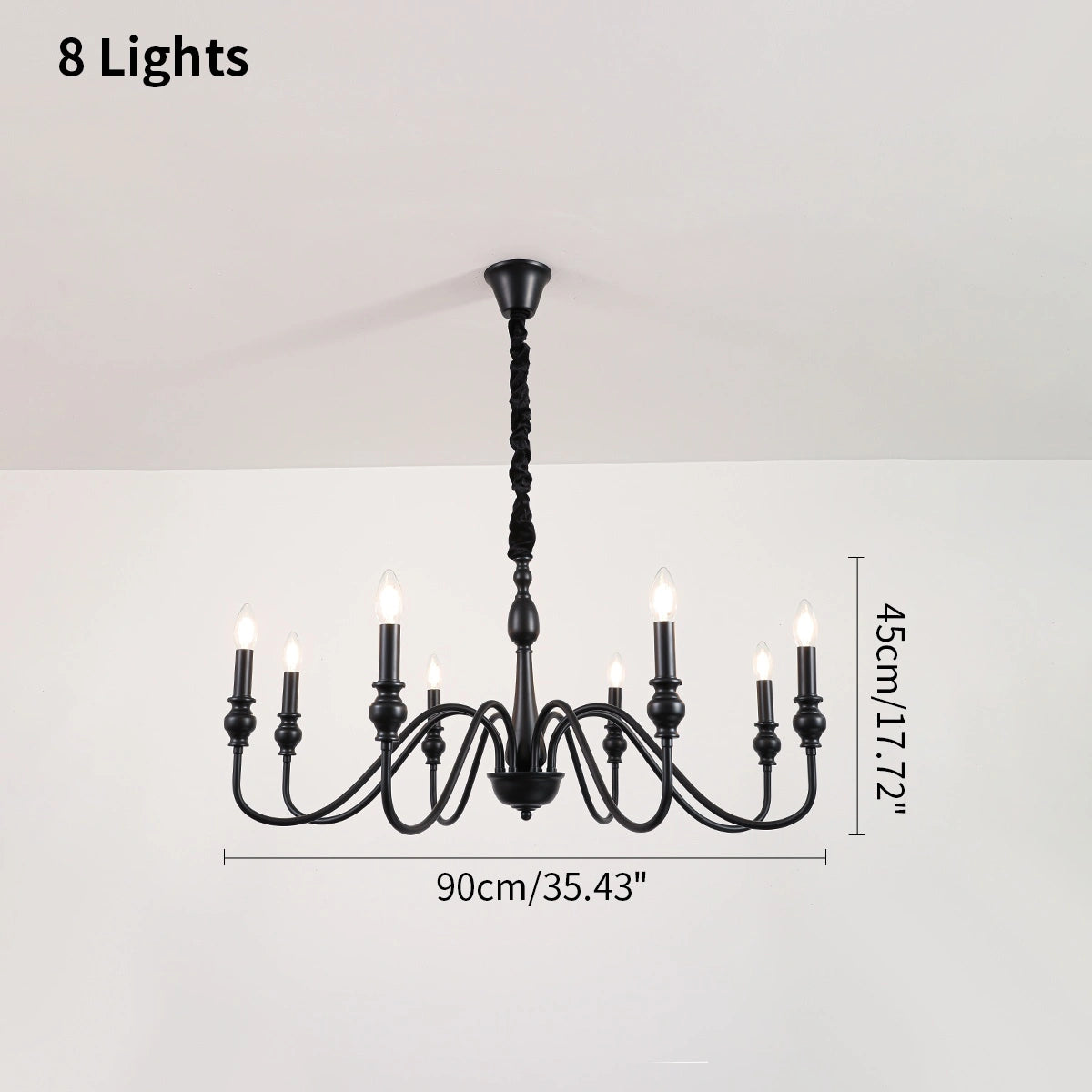 Antizer American Simple Black Candle-Style Chandelier