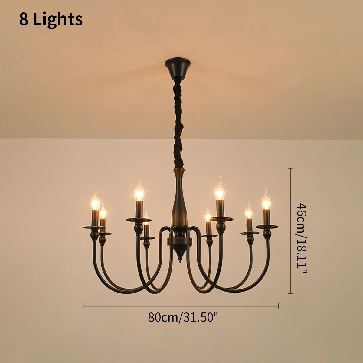 Antizer American Retro Black Candle Chandelier