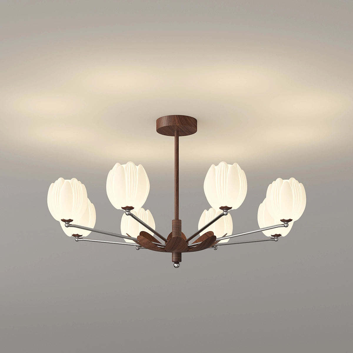 Antizer Retro Walnut Color Flower Chandelier for Living Room