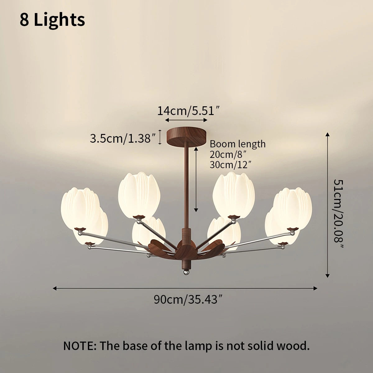 Antizer Retro Walnut Color Flower Chandelier for Living Room