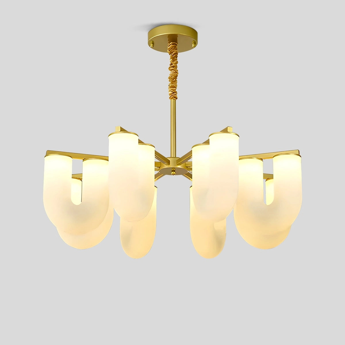 Antizer U-Shaped Milk Glass Chandelier