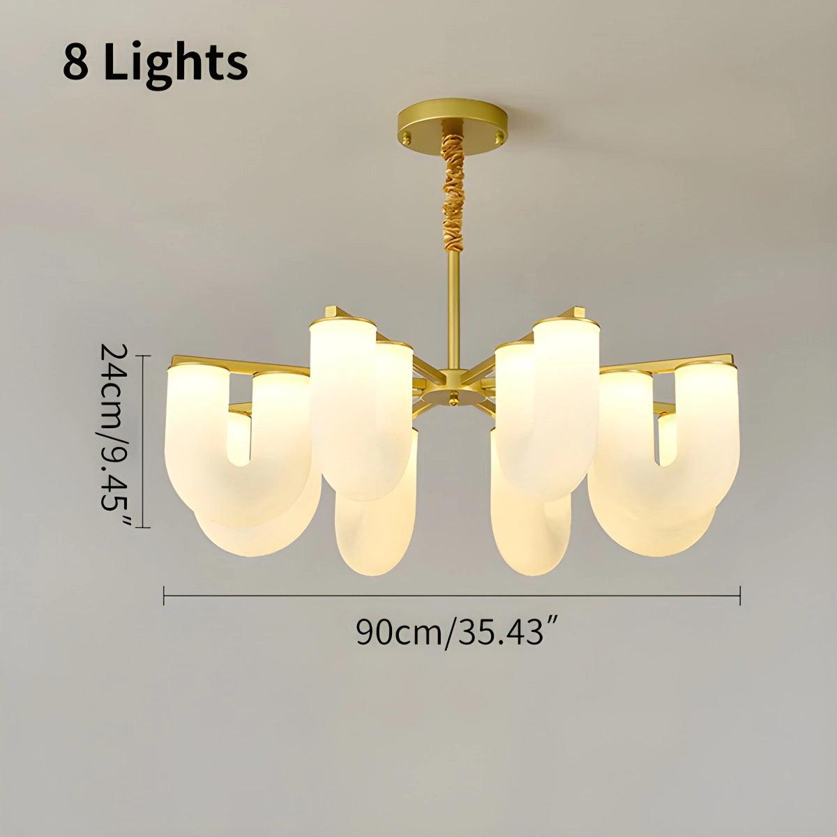 Antizer U-Shaped Milk Glass Chandelier