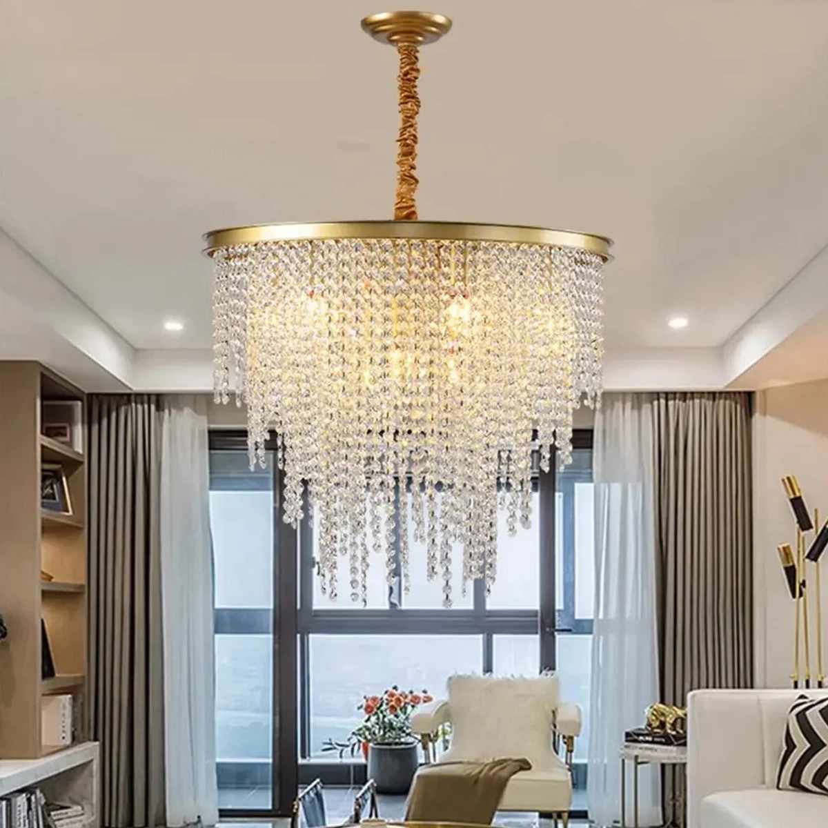 Antizer Octagonal Beaded Crystal Chandelier