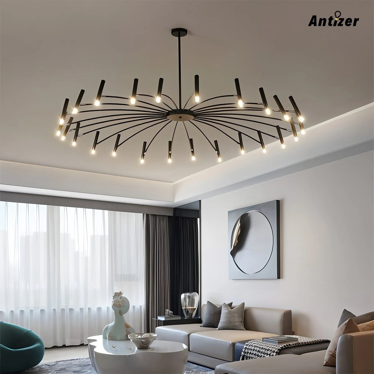 Antizer Modern Adjustable Candelabra Chandelier for Living Room