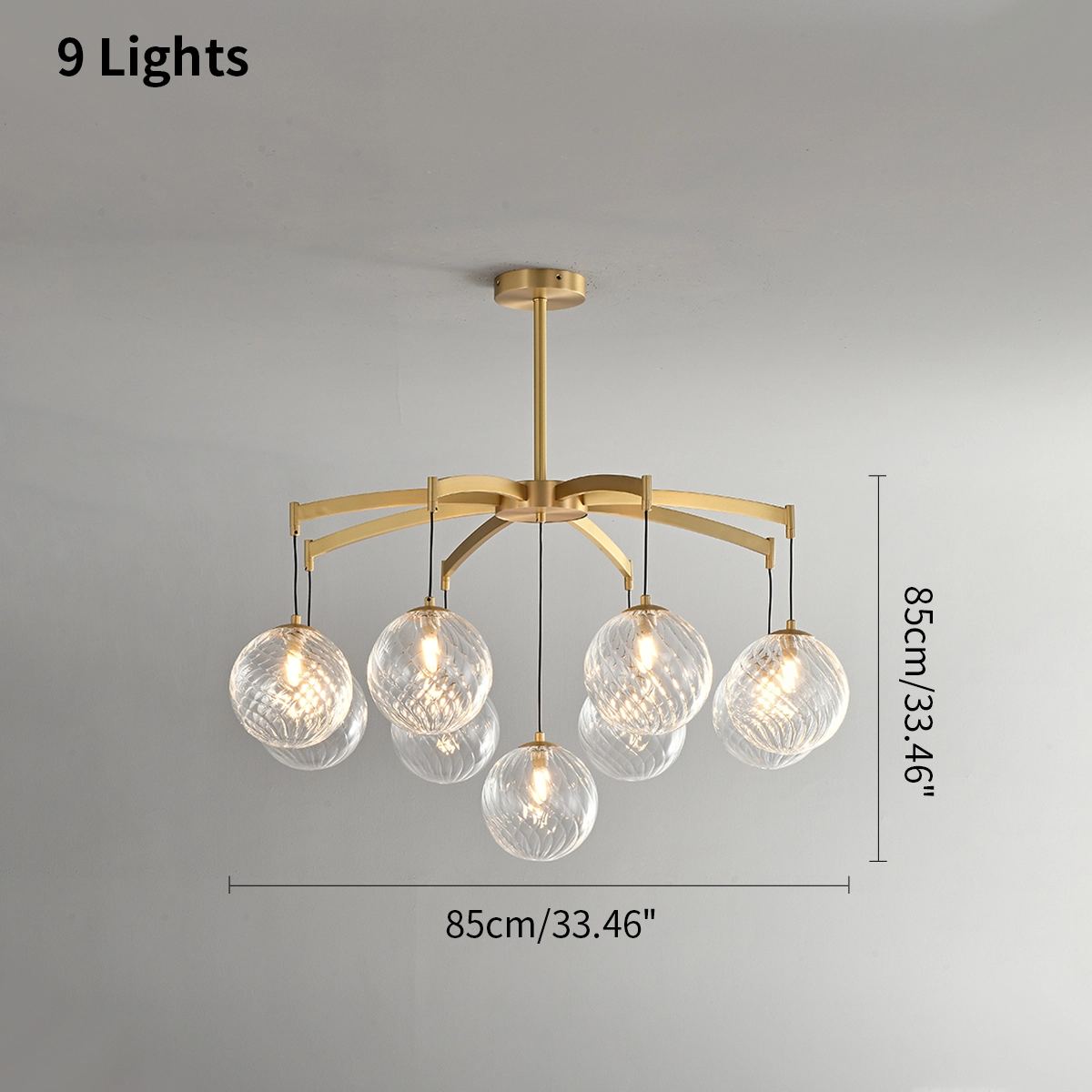 Antizer Modern Luxury Copper Glass Ball Chandelier