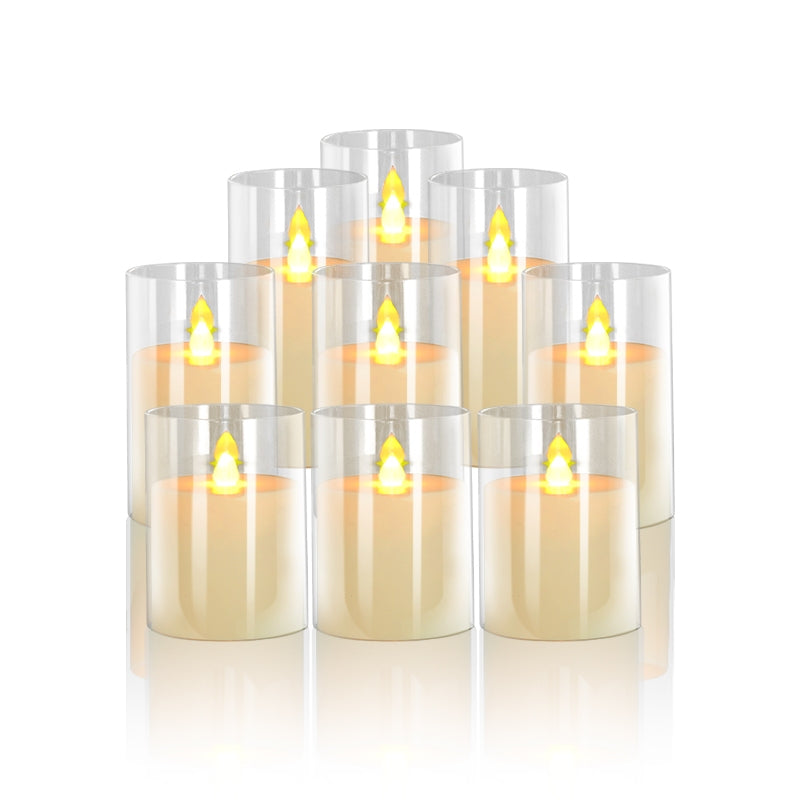 Antizer Glass Pillars Flameless Candles-Transparent