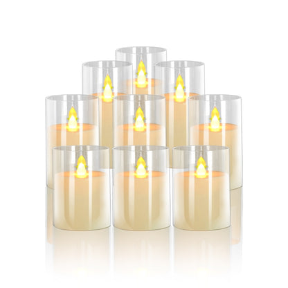 Antizer Glass Pillars Flameless Candles-Transparent