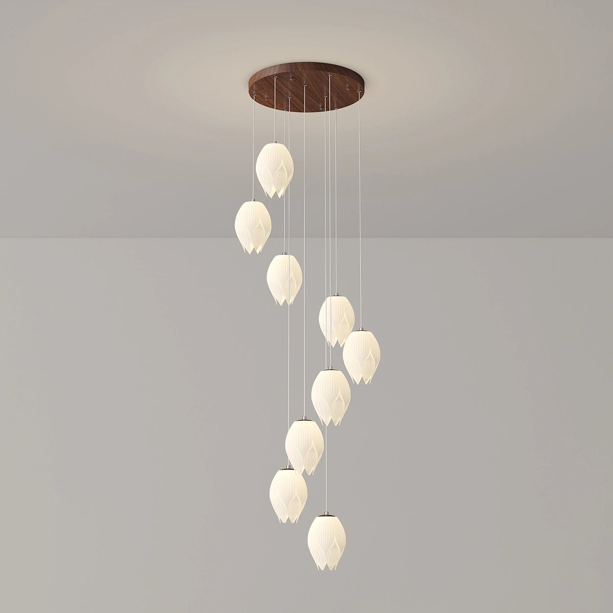 Antizer Cream Tulip Long Pendant Chandelier for Staircase