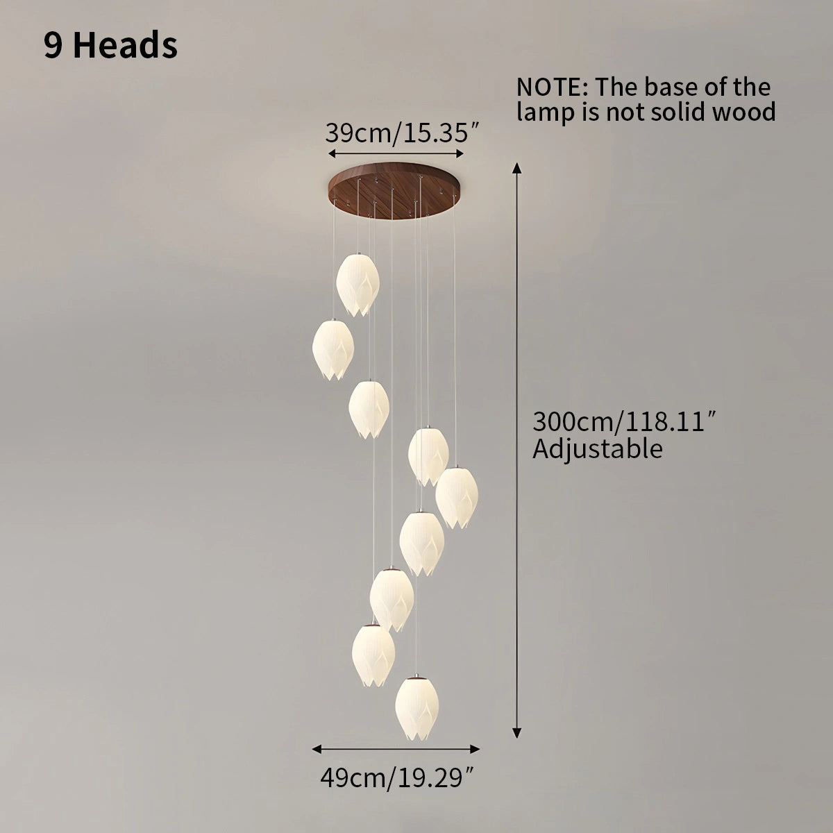 Antizer Cream Tulip Long Pendant Chandelier for Staircase